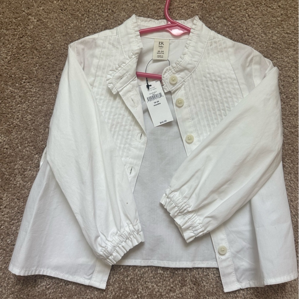 NWT Banana Republic Baby Kids Toddler 100% Cotton Girls Blouse White Shirt 18-24